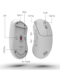 INCA IMG-329MX Oyuncu Mouse 12000 Dpı | Rgb, Laser Sensör, 6d Tuş, Kablosuz Kablolu, Type-C Şarj
